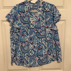 Multicolored v-neck blouse